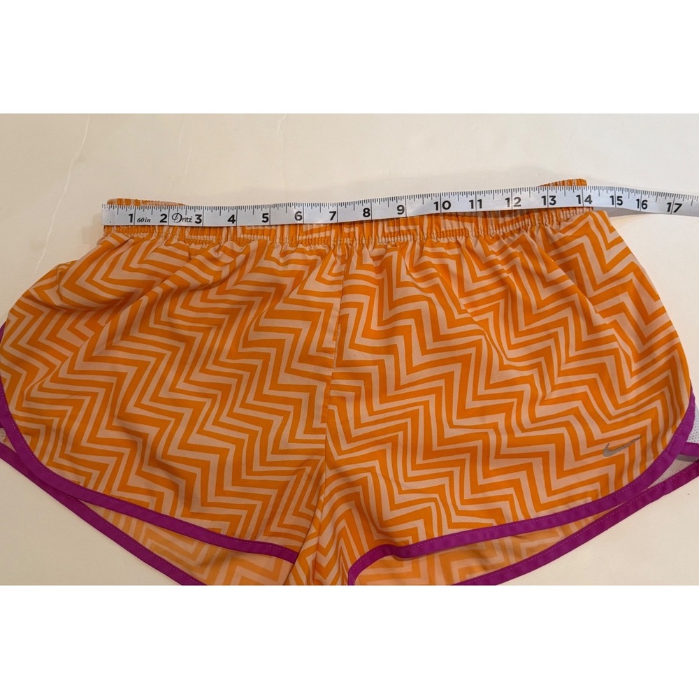 Nike Dri-FIT Running Shorts Orange White Chevron Zig Zag Purple Trim Womens M - Picture 5 of 11